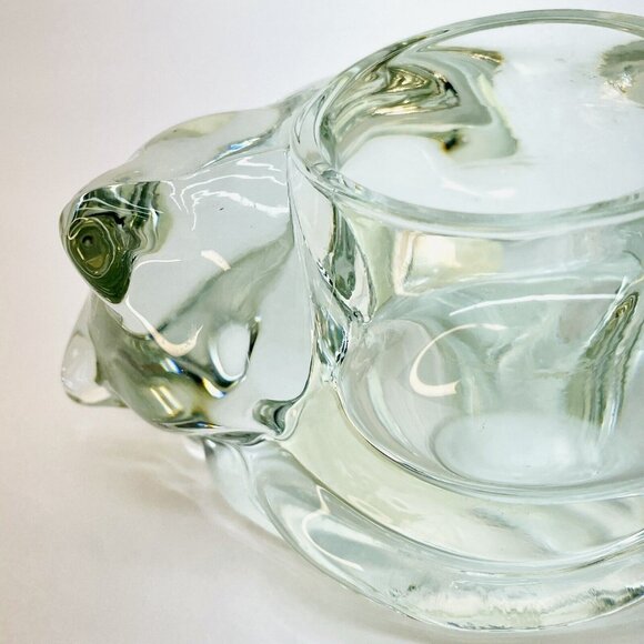Indiana Crystal Glass Votive Sleeping Cat Candle Holder Vintage Handmade USA - Picture 6 of 10